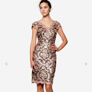 Host Pick! Tadashi Shoji Paillette Lace Sequin Cocktail Dress Size 4